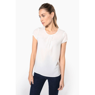 Ladies' short-sleeved crepe blouse